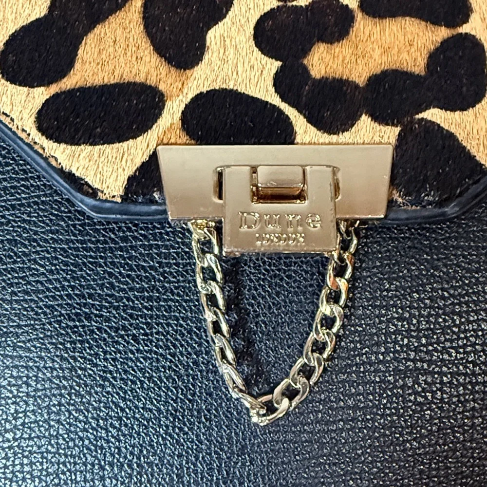 DUNE LONDON GENUINE CALF HAIR SAFFIANO LEATHER CHEETAH LEOPARD BACKPACK